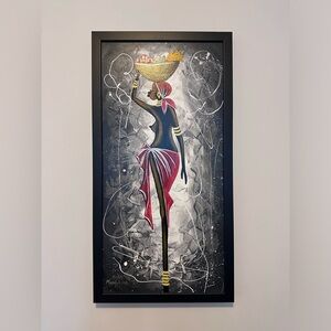 Hand painted art. Framed. Size 16.5” by 32”